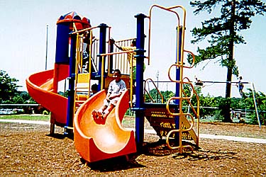 Eugene-Friend On Playground Slide
